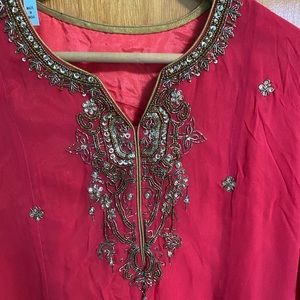 NWOT Red Beaded Kaftan XL